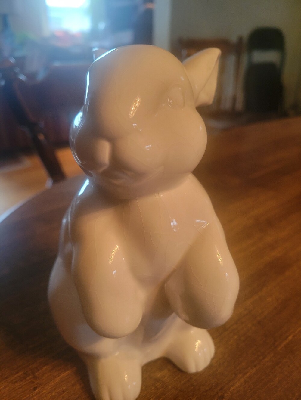 Glossy White Ceramic Bunny Figurine